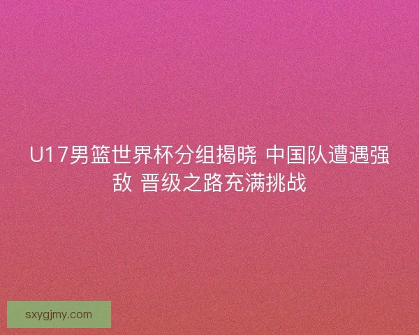 U17男篮世界杯分组揭晓 中国队遭遇强敌 晋级之路充满挑战