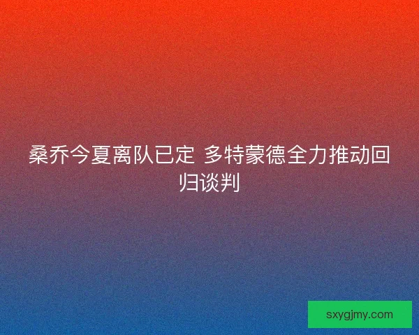 桑乔今夏离队已定 多特蒙德全力推动回归谈判 桑乔今夏离队已定 多特蒙德全力推动回归谈判
