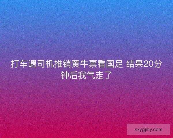 打车遇司机推销黄牛票看国足 结果20分钟后我气走了